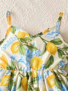 SHEIN Cozy Vacation Young Girls Ditsy Floral Camisole Dress, Suitable For Party, Beach, Resort In Summer Girls Summer Clothes Dress Summer Holiday - Multicolor - View 7