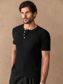 GENTILAND Men's Casual Fitted Raglan Short Sleeve T-Shirt, Suitable For Everyday Wear - Black - View 5