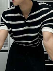 DAZY 男士多色针织毛衣，夏季 - 黑與白 - 查看 6