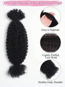 Boho Braids 1 件装非洲弹簧扭结真人发非洲卷曲大块钩针人发接发，适合迷你扭结辫子，自然黑色非洲卷发接发，适合无结辫子，48 克/件 - Natural Black - 查看 5