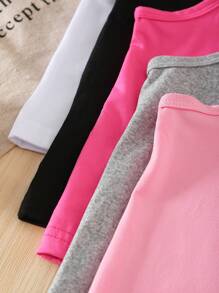 SHEIN Genkimix Kids 5 件女童牛奶丝简约细肩带休闲舒适吊带背心，带蝴蝶结，适合分层穿着 - 彩色 - 查看 5