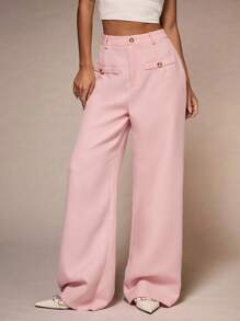 Glamine Apricot Young Lady Aesthetic Textured Fabric Long Pants, Suitable For Everyday, Office And Family Gathering - Pink - View 1
