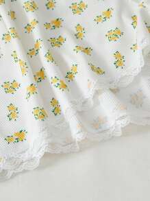 2 piezas Pantalones de pijama románticos minimalistas con flores rústicas de talla grande