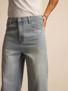 Manfinity VCAY 男士梭织休闲日常年轻宽松纯色直筒裤