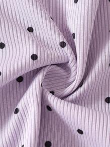SHEIN Playful Pals 女童波尔卡圆点短袖上衣和短裤三件套，适合幼儿的时尚夏季服装 - 彩色 - 查看 6