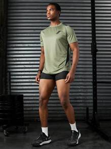 Manfinity Sport Corelite 男士字母印花撞色运动紧身短裤，夏季健身服跑步