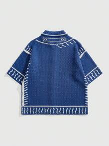 ROMWE MEN Street Life Men Knit Short Sleeve Sweater, Minimalist & Fashionable, Suitable For Summer Vacation