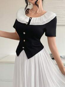 DAZY Women Two Pieces Outfits For Daily Wear - Black - View 5