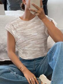 Siren Gaze Women's Tie-Dye Round Neck Batwing Short Sleeve Casual Versatile T-Shirt,Spring/Summer, Sleeveless Top ,Brushed Tie-Dye Medium-Stretch Fabric,Simple Casual Holiday Suitable For Daily Wear,Summer Tops - Apricot - View 4