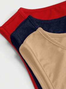 Calvaya 3 Pieces Summer Knitted High Stretch Round Neck Sleeveless Solid Color Commuter Casual Dress Set - Multicolor - View 4