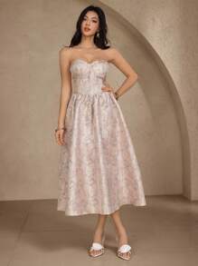 DAZY 女士碎花露背吊带连衣裙，女士夏季度假装，毕业礼服，舞会礼服，鸡尾酒礼服 - 粉色 - 查看 6