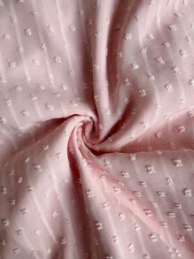 Chiquease 1pc Solid Color Chiffon Textured Polka Dot One Shoulder Ruched Dress For Women - Pink - View 8