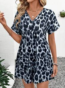 SHEIN LUNE 女士短款豹纹连体裤，春季