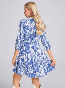 Wildy 绿色腰带系带层叠纽扣连衣裙 - 彩色 - 查看 2