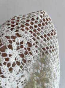 Sunnyshic Open Knit Casual Versatile Sexy Square Neck Sleeveless Top