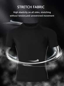 Manfinity Sport Corelite Men's Round Neck Short Sleeve Casual Tank Top, Suitable For Summer Workout Clothes Running Tees & Tanks Compression Shirt Men - Black - View 2