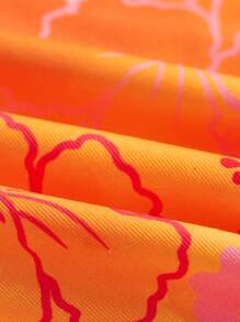 Sweetina Women's Boho Two-Piece Knitted Outfit: Halter Tie-Front Crop Top And Ruffle Hem Mini Skirt Set In Multicolor Floral Print - Multicolor - View 4