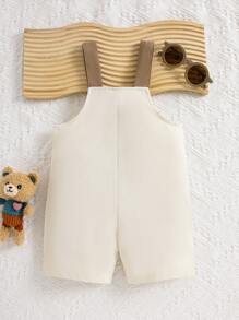 SHEIN Playful Pals Mono de verano para bebé niño con diseño de bolsillo con cachorro
