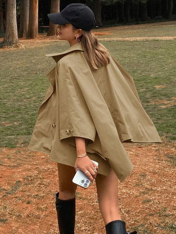 Livesso Casual Outdoor Jacket, Loose Fit, Stand Collar, Women, Spring/Summer, Solid Color,Fall Clothes