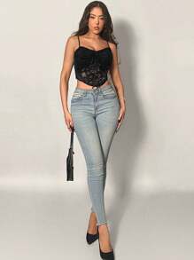 Firerie Nuovo stile top donna in pizzo e patchwork con spalline, top estivi carini, outfit estivi da donna, look per vacanze, outfit spiaggia, outfit festival, outfit garden festa