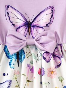 Baby Girls' Easter Bunny & Egg Print Dress, Summer - Purple - View 5