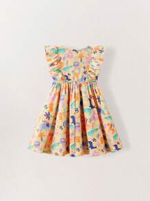 SHEIN Vestidos de verano con estampado de animales para niñas jóvenes - Multicolor - Ver 8
