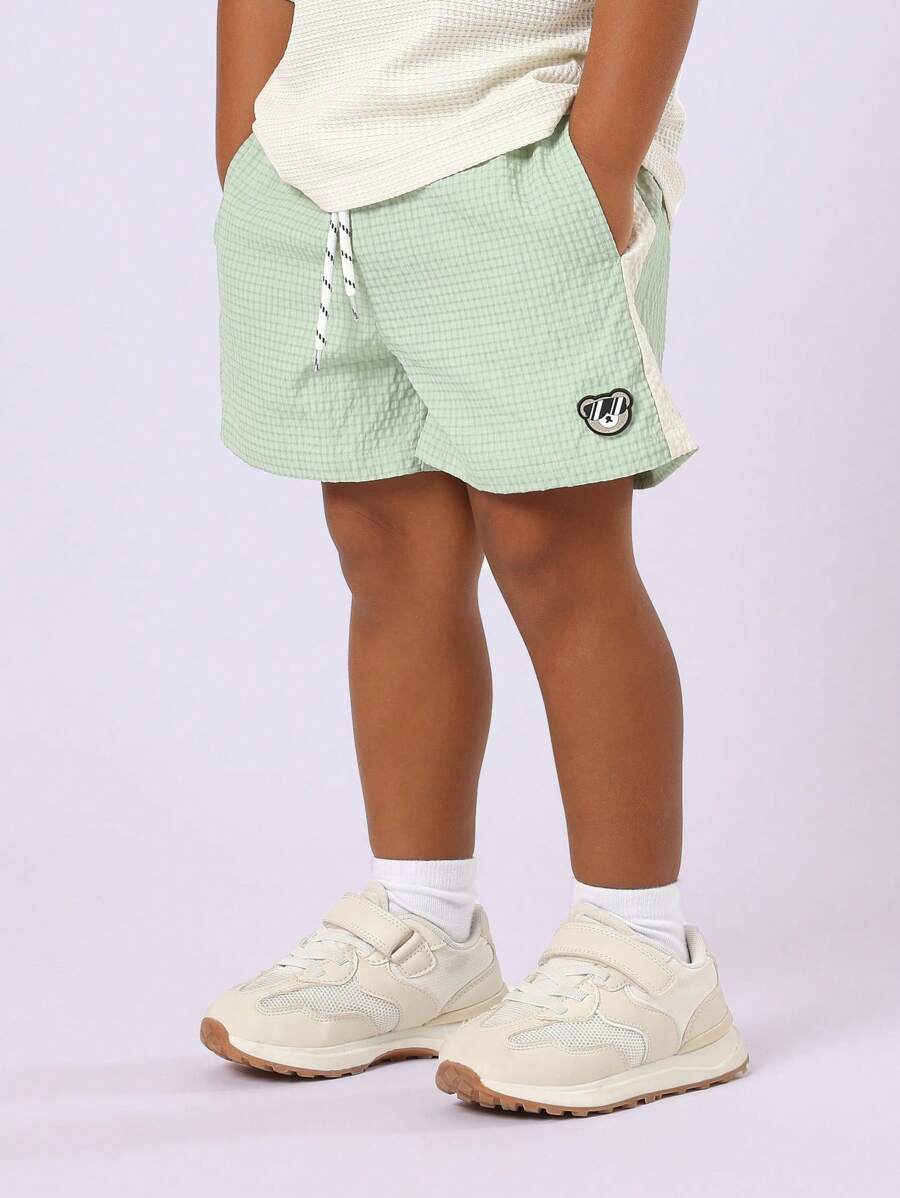 SUMWON Kids Seersucker Swim Shorts Summer Beach Pool Athletic Drawstring Bottoms Vacation Sport Swimming Trunks Quick Drying Surfing Board Shorts