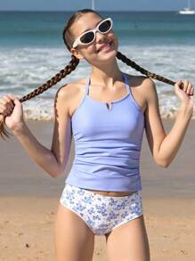 SHEIN 少女海滩度假分体泳衣套装