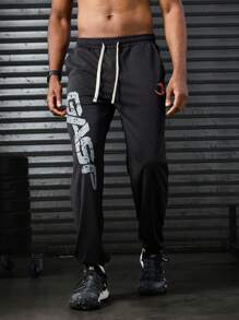 Gym Rark Men's Drawstring Sports Pants, Fashionable Suitable For Workout Clothes Running Pants Sweat Pants - Black - View 3