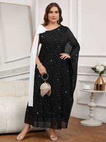 SHEIN Clasi Abito elegante con fiocchi e decorazioni in paillettes, di taglia grande, adatto per feste