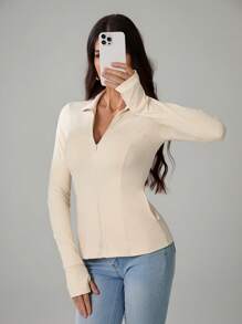 SHEIN Tall Apricot Women's Thin Jacket, Cool Sun Protection Jacket, Anti-UV, Suitable For Summer And Beach Vacations - Apricot - View 4