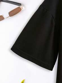 INAWLY Camiseta informal de mujer de verano PERFECTAMENTE Imperfecta de color negro