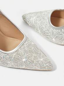 CUCCOO HITCHD Women's Grey Pointed Toe Lace Embroidery Elegant High Heel Shoes, Stilettos For Wedding, Bridesmaid, Formal Party, Romantic Date, Fashion Event, Summer - Chantilly - View 11