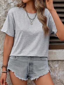 Breezaya Áo thun hở lưng cho nữ, thời trang mặc mùa hè - Màu Xám nhạt - Xem 6