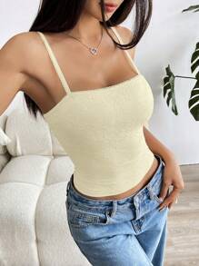 SHEIN EZwear Camiseta de tirantes top exterior de talla grande en negro para mujer, primavera/verano