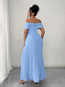 Elenzga Elenzga Odkryte Ramiona Marszczona Talia Bandeau, Letnia Sukienka Damska Plus Size Romantyczna Elegancka Na Ukończenie Szkoły