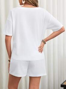 SHEIN Maternity Two Pieces Suits - White - View 2