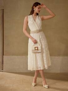 MOTF PREMIUM VESTIDO FLUIDO CON BORDADO DE CUENTAS - Albaricoque - Ver 3