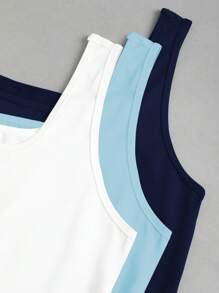 Flirla Camiseta sin mangas holgada de cuello cuadrado y plisada para mujer de talla grande para el verano - Multicolor - Ver 3