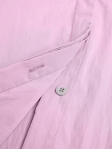 SHEIN Unity Women Plus Size Long Cross Tie Shirt - Pink - View 4