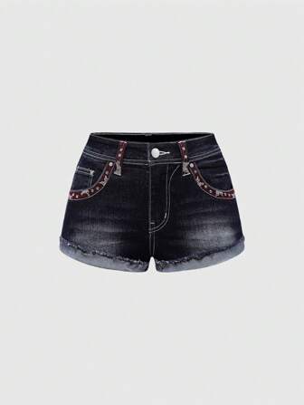 Grunge Punk Shorts vaqueros cortos con bordados y diseño de talle bajo, estilo vintage Y2K sexy