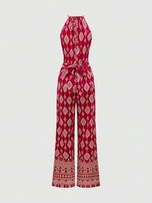 Chiquease Mono de mujer con estampado geométrico y cruce en el frente, ideal para vacaciones
