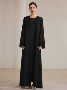 Graceveil 2件套女士传统长裙和阿巴雅外套套装 - 黑色 - 查看 4