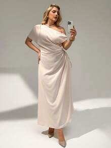 Auralis 女士大码夏季服装 商务休闲装 女士办公室服装 女士生日服装 女士工作服 女士教堂服装 女士复古风格服装 女士巡航服装 女士鸡尾酒会礼服，德比裙，新款时尚优雅通勤露肩收腰抽绳长裙，德比裙，女士夏季连衣裙，毕业礼服，女士婚礼宾客礼服， - 杏色 - 查看 3