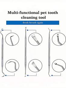 3Pcs Stainless Steel Double-Headed Pet Teeth Scaler & Scraper Set - Effective Tarter Removal Tool For Dogs & Cats​