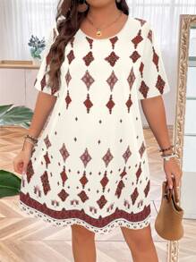 SHEIN Clasi Conjunto de Día de San Patricio para mujer de talla grande, vestido bohemio para festivales de primavera break - Blanco - Ver 2