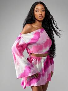 MISSGUIDED Set due pezzi coordinato con top fluido stampato e minigonna