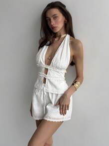 Aloruh 女士日常两件套服装 - 白色 - 查看 6