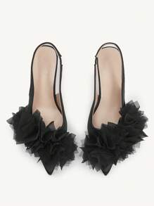 CUCCOO CHICEST Silver Pointed Toe Women's High Heels With Unique Strap Design, Elegant & Commuting-Suitable - Black - View 10