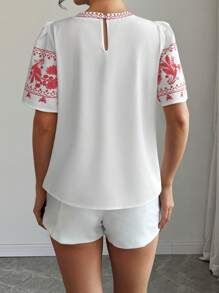 SHEIN LUNE 女士刺绣纹理定位印花衬衫 - 彩色 - 查看 2